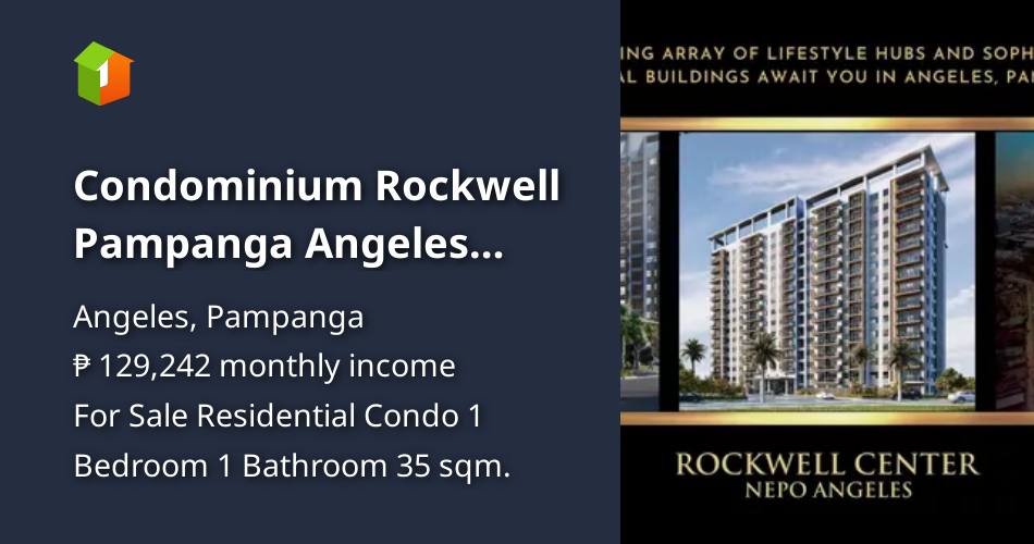 Condominium Rockwell Pampanga Angeles near Clark Global City Airport