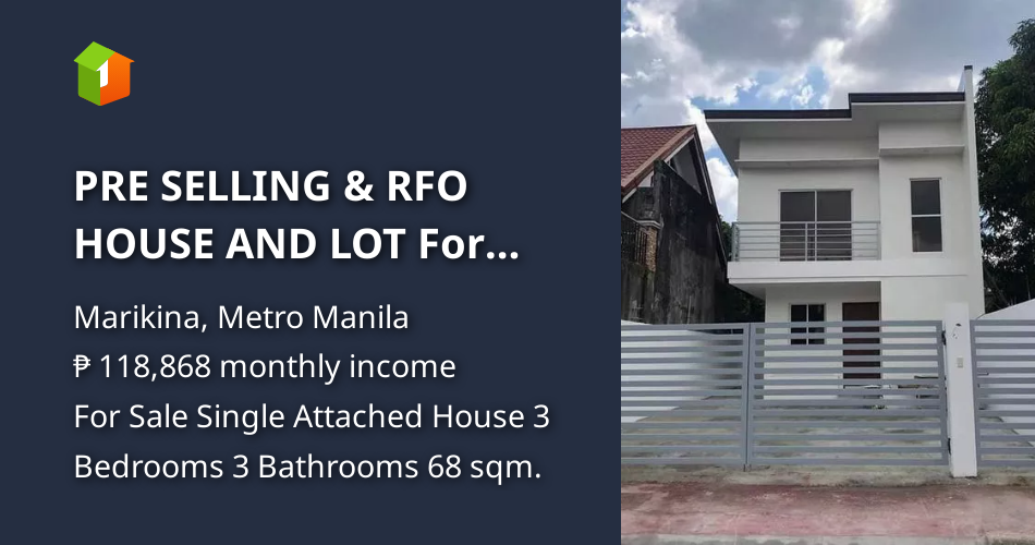 PRE SELLING & RFO HOUSE AND LOT For Sale in Concepcion Marikina City