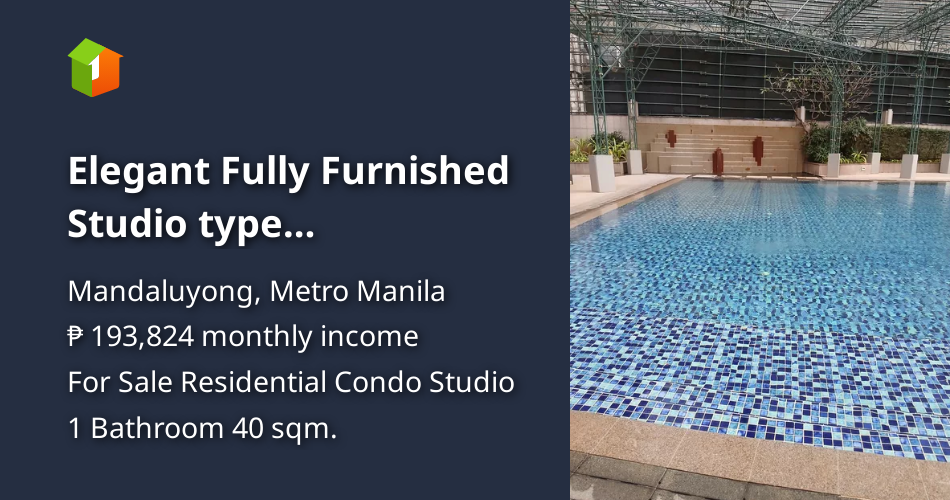 Elegant Fully Furnished Studio type Condominium with parking [Condos 🏙️ ...