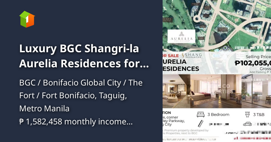 Luxury BGC Shangri-la Aurelia Residences for Sale 3BR Bonifacio Global ...