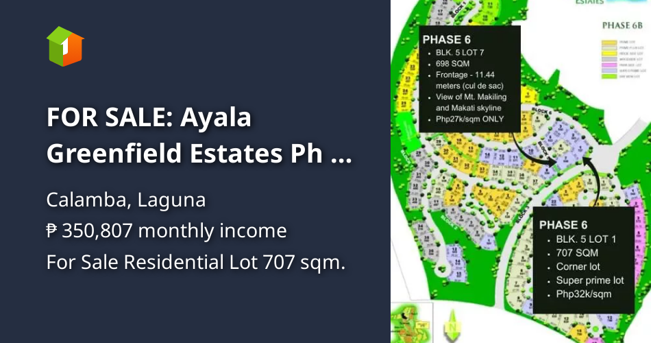 FOR SALE Ayala Greenfield Estates Ph 6 Corner Lot [Lot 🚜] (May 2023