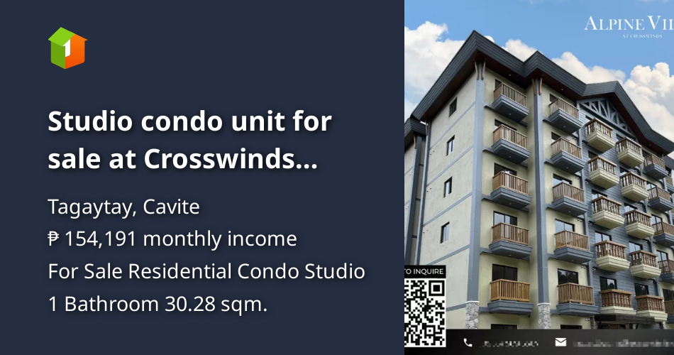 Studio condo unit for sale at Crosswinds Tagaytay [Condo 🏙️] (October 2023) in Tagaytay, Cavite