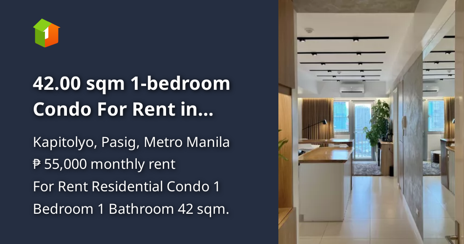 42.00 sqm 1bedroom Condo For Rent in Kapitolyo Pasig Metro Manila