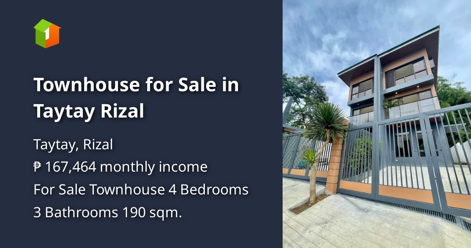 Townhouse for Sale in Taytay Rizal [House and Lot 🏘️] (September 2024