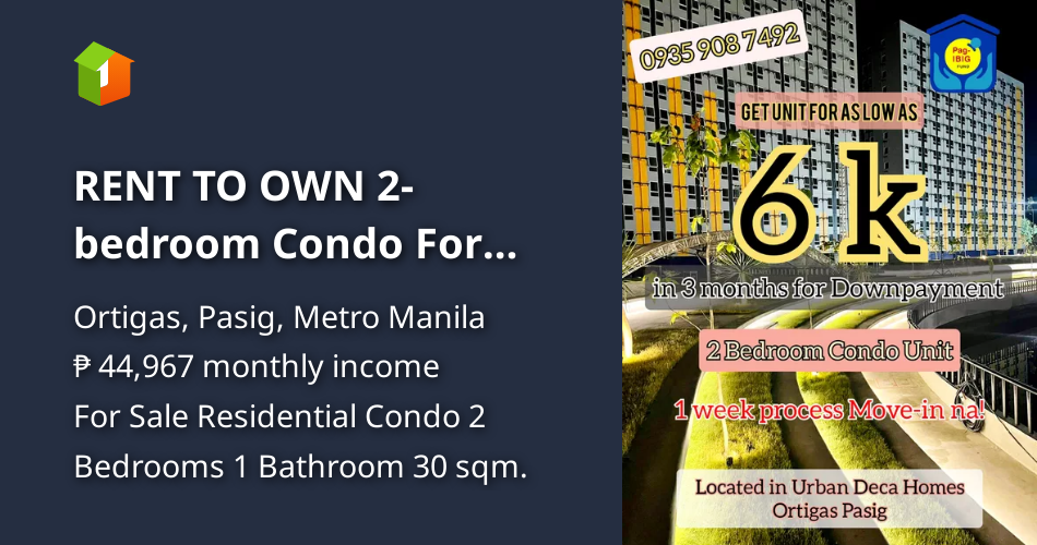 RENT TO OWN 2bedroom Condo For Sale in Ortigas Pasig Metro Manila