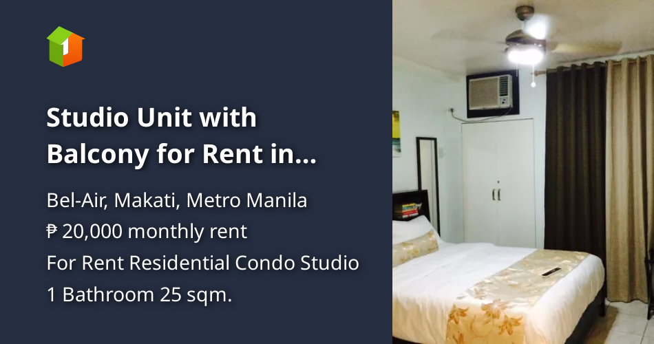 Studio Unit with Balcony for Rent in Belair SOHO Makati City [Condo 🏙️