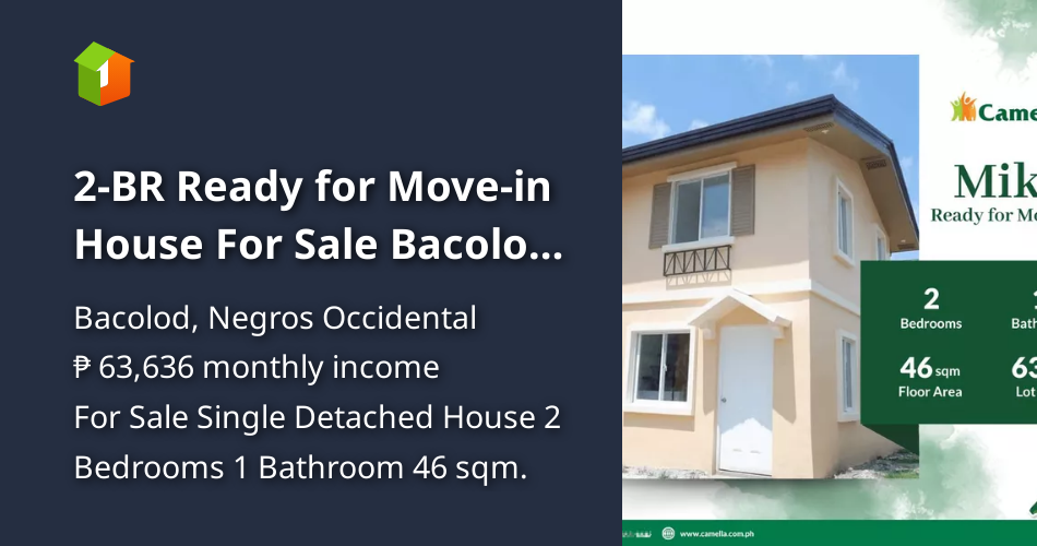 2BR Ready for Movein House For Sale Bacolod (Camella Bacolod South