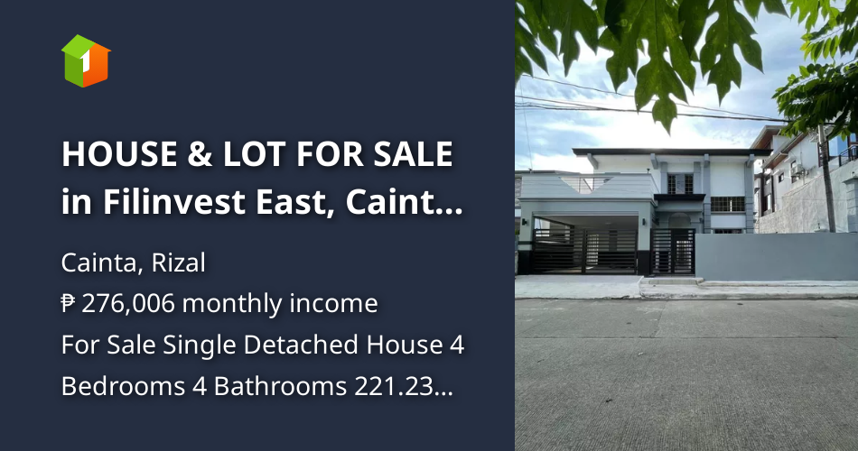 HOUSE & LOT FOR SALE in Filinvest East, Cainta, Along Marcos Highway ...