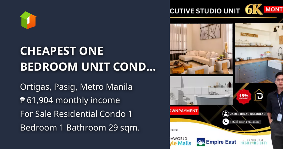 CHEAPEST ONE BEDROOM UNIT CONDO INVESTMENT FOR SALE WITH LOW MONTHLY