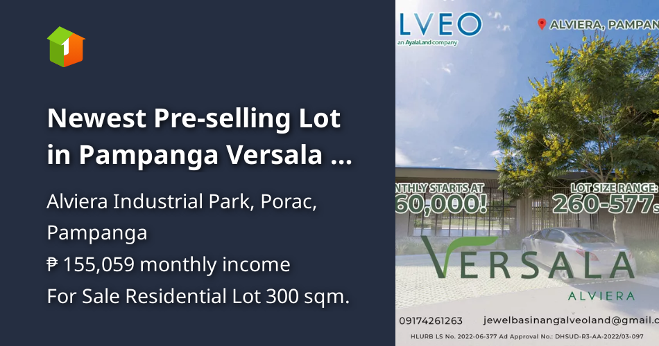 Newest Preselling Lot in Pampanga Versala by Alveo Land 35k per sqm