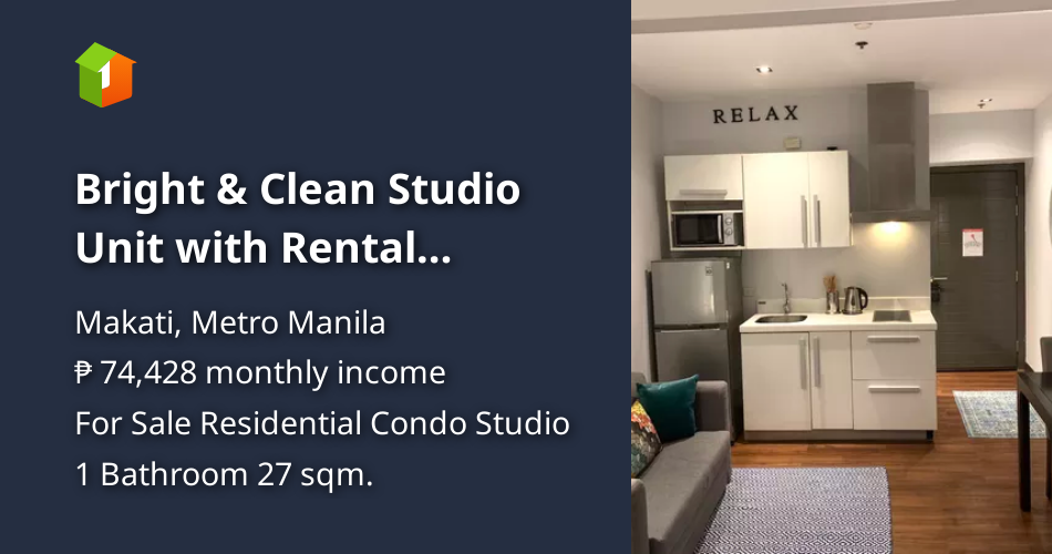 Bright & Clean Studio Unit with Rental Income For Sale [Condos 🏙️] (May ...