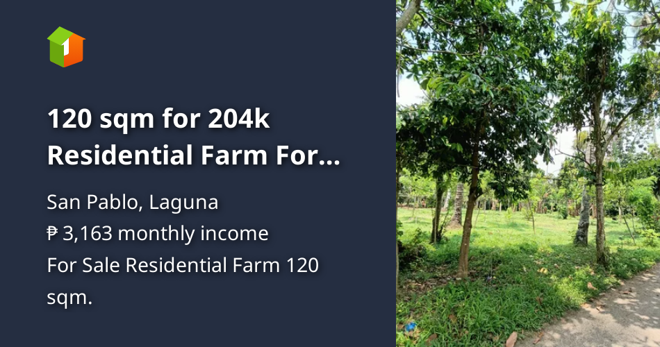 120 sqm for 204k Residential Farm For Sale in San Pablo Laguna [Lots 🚜