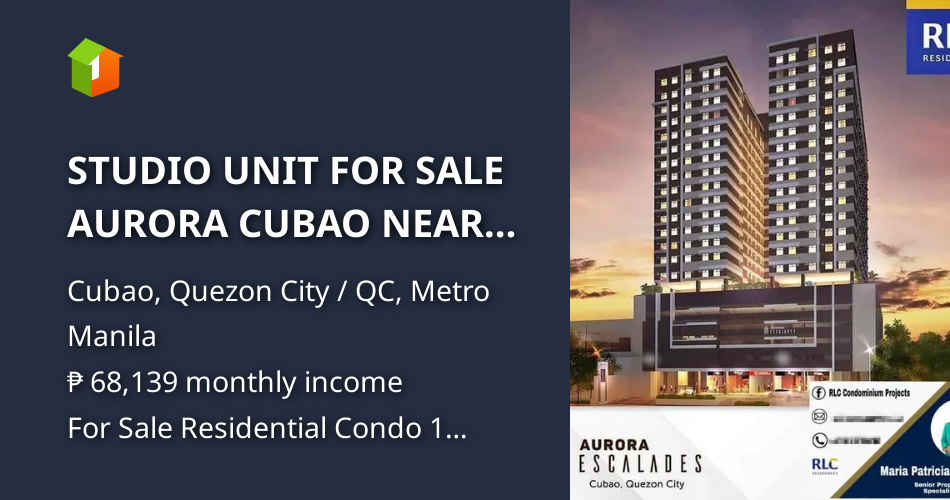 STUDIO UNIT FOR SALE AURORA CUBAO NEAR TIP [Condos 🏙️] (August 2023) in ...