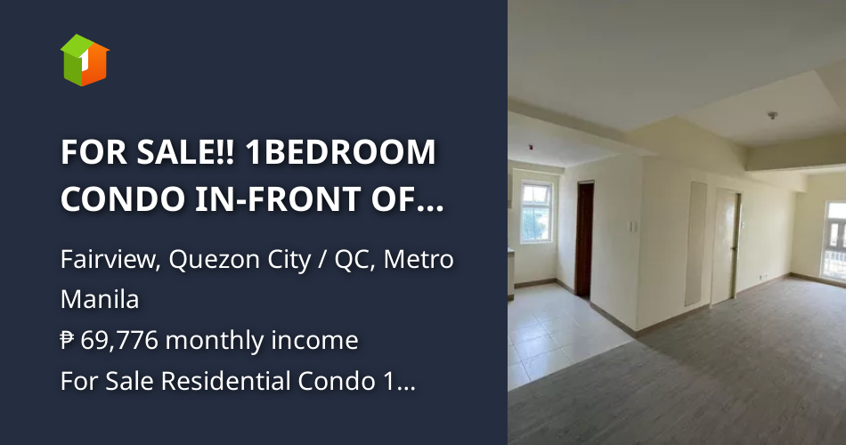 FOR SALE!! 1BEDROOM CONDO INFRONT OF SM FAIRVIEW [Condo 🏙️] (January