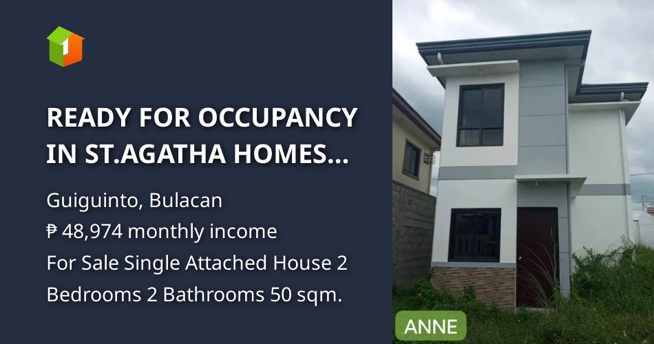 READY FOR OCCUPANCY IN ST.AGATHA HOMES GUIGUINTO BULACAN [Houses and