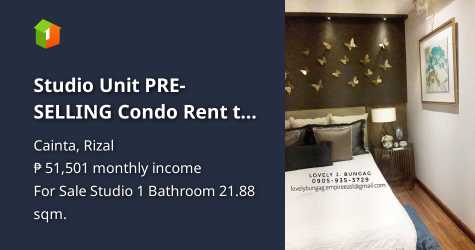 Studio Unit PRESELLING Condo Rent to Own located at Cainta Rizal