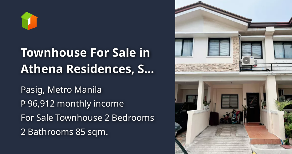Townhouse For Sale in Athena Residences, San Miguel, Pasig City [House and Lot 🏘️] (July 2024
