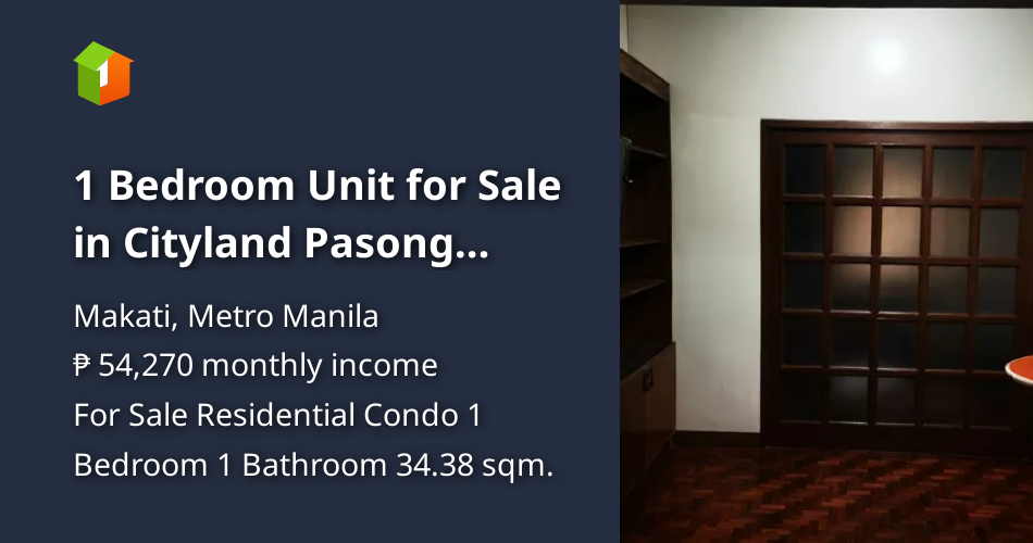 1 Bedroom Unit for Sale in Cityland Pasong Tamo Tower, Makati City