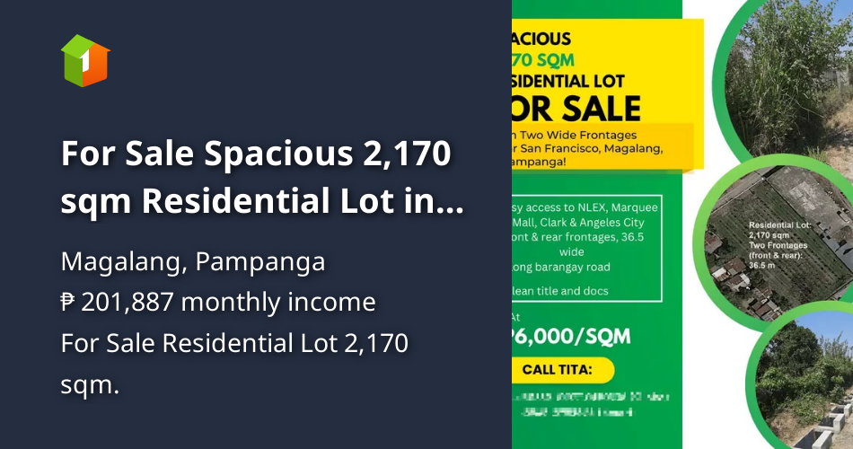 For Sale Spacious 2,170 sqm Residential Lot in Magalang, Pampanga! [Lot