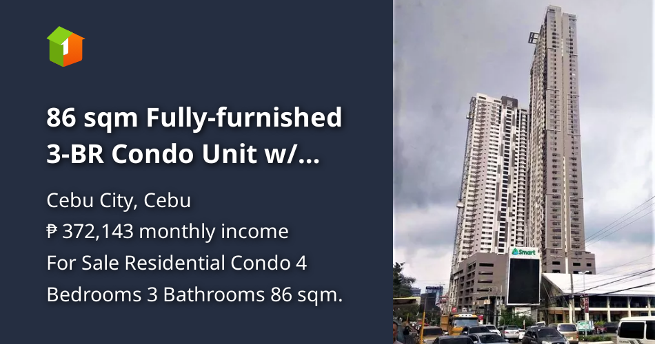 View of 86 sqm Fully-furnished 3-BR Condo Unit w/ Parking Lot for Sale in Mango ...