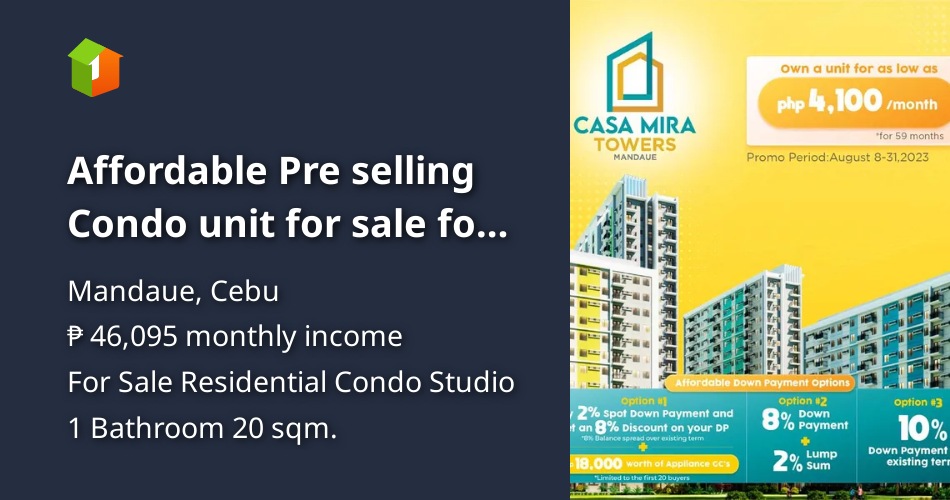 Affordable Pre selling Condo unit for sale for as low as 4,100permon