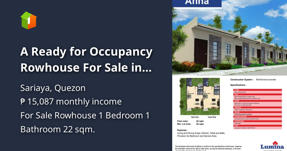 A Ready for Occupancy Rowhouse For Sale in Sariaya Quezon [House and