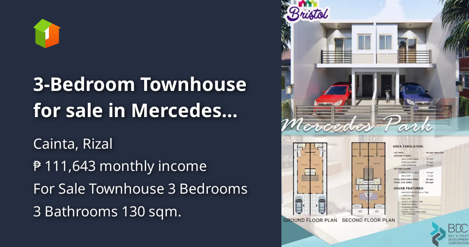 3Bedroom Townhouse for sale in Mercedes Executive Village Cainta