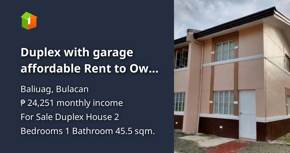Duplex with garage affordable Rent to Own Baliwag Bulacan [House and Lot 🏘️] (March 2024) in
