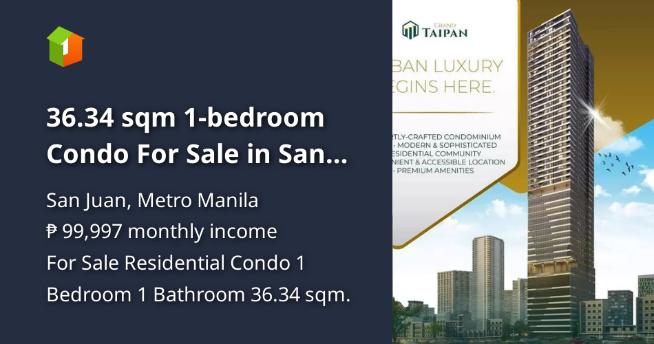 36.34 sqm 1bedroom Condo For Sale in San Juan Metro Manila [Condo 🏙️