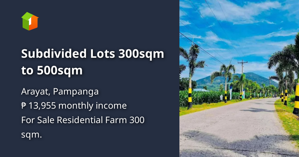Subdivided Lots 300sqm to 500sqm [Lot 🚜] (September 2024) in Arayat, Pampanga for sale