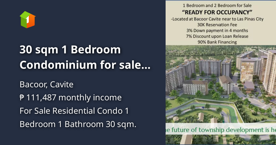 30 sqm 1 Bedroom Condominium for sale in Bacoor Cavite [Condo 🏙️