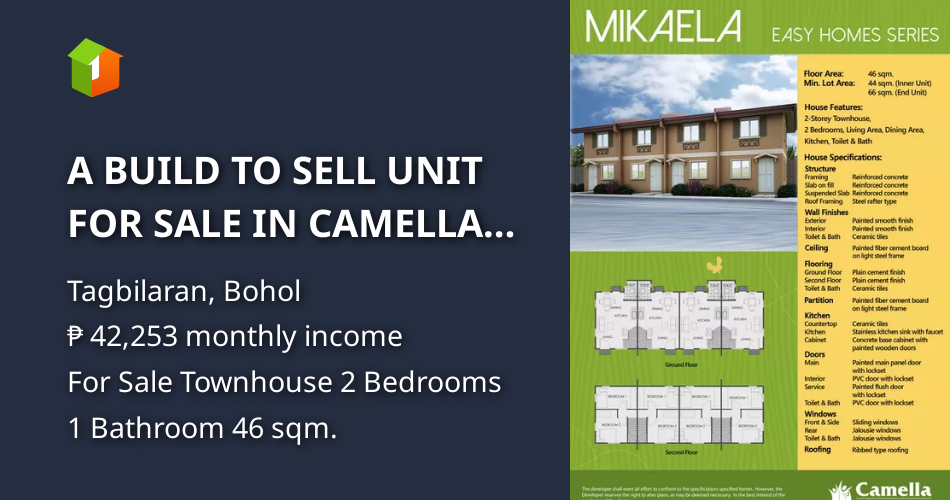 A BUILD TO SELL UNIT FOR SALE IN CAMELLA BOHOL [House and Lot 🏘️