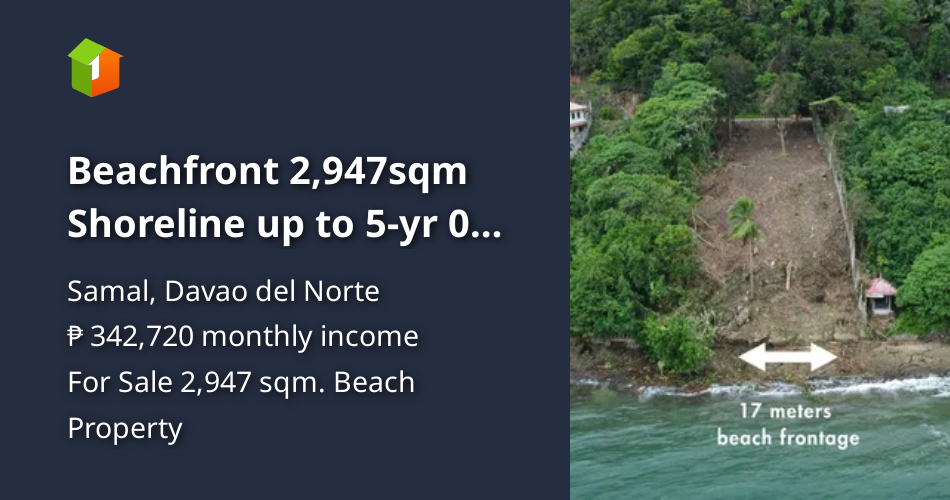 Beachfront 2,947sqm Shoreline up to 5yr 0 Installment Samal Davao