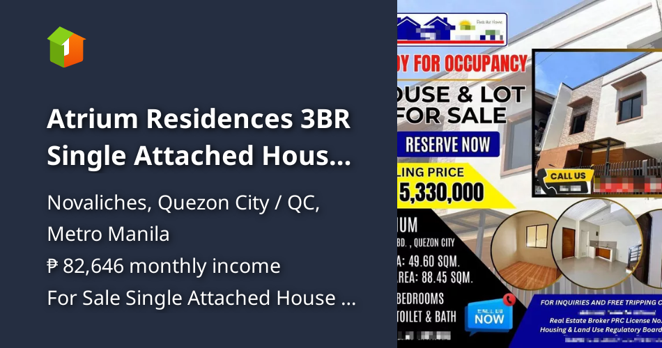 Atrium Residences 3BR Single Attached House And Lot For Sale [Houses ...