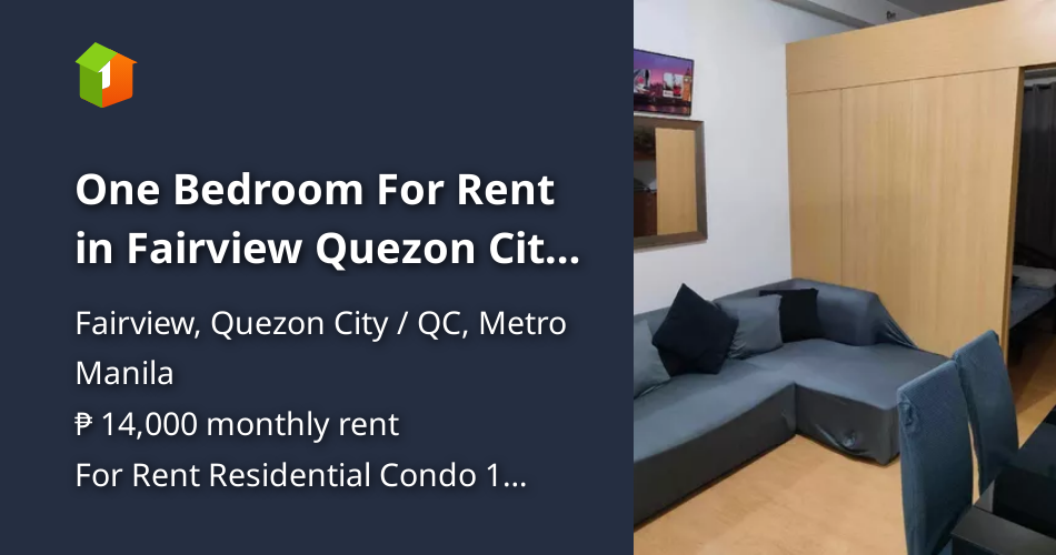 One Bedroom For Rent in Fairview Quezon City Furnished [Condo 🏙️