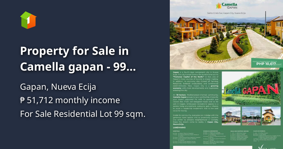Property for Sale in Camella gapan 99 sqm. Lot [Lot 🚜] (February 2024