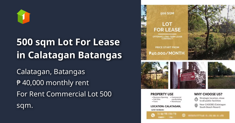 500 sqm Lot For Lease in Calatagan Batangas [Lot 🚜] (April 2024) in