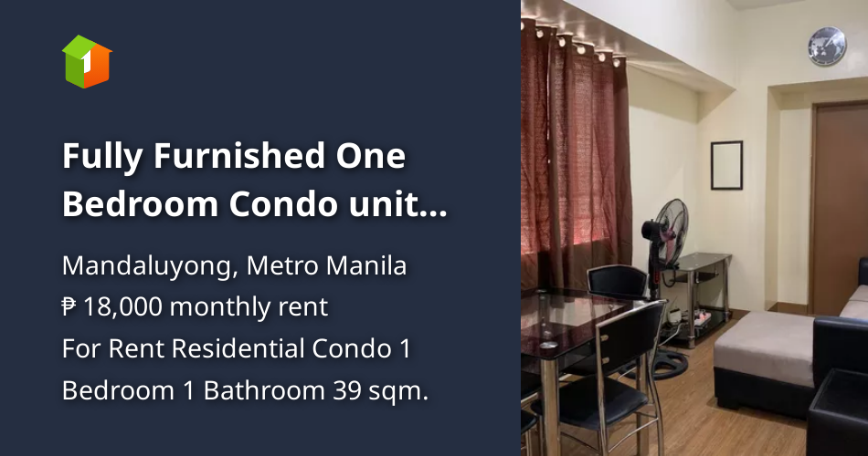 Fully Furnished One Bedroom Condo unit for RENT in Mandaluyong City