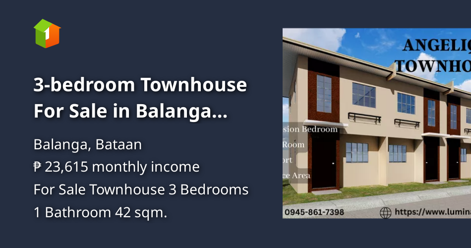 3bedroom Townhouse For Sale in Balanga Bataan [House and Lot 🏘️