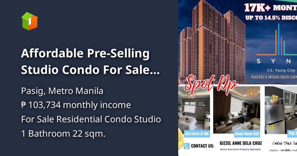 Affordable PreSelling Studio Condo For Sale in Bagong Ilog Pasig