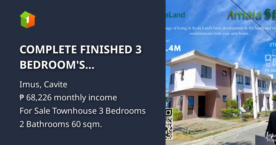 COMPLETE FINISHED 3 BEDROOM'S TOWNHOUSE FOR SALE IN IMUS, CAVITE [House