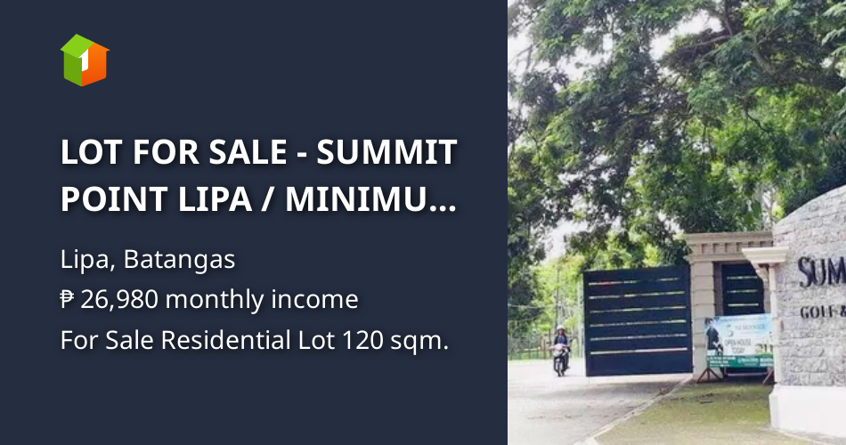 LOT FOR SALE SUMMIT POINT LIPA / MINIMUM 120SQM. [Lot 🚜] (February