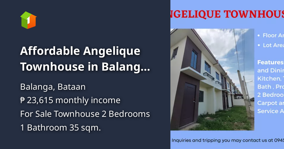 Affordable Angelique Townhouse in Balanga, Bataan [House and Lot 🏘️