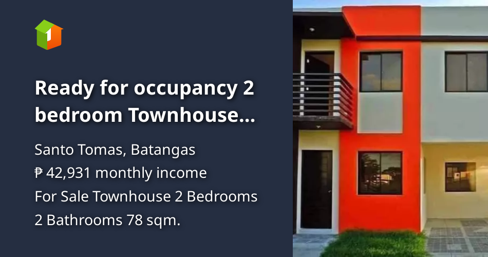 Ready for occupancy 2 bedroom Townhouse San Roque Sto Tomas [House and