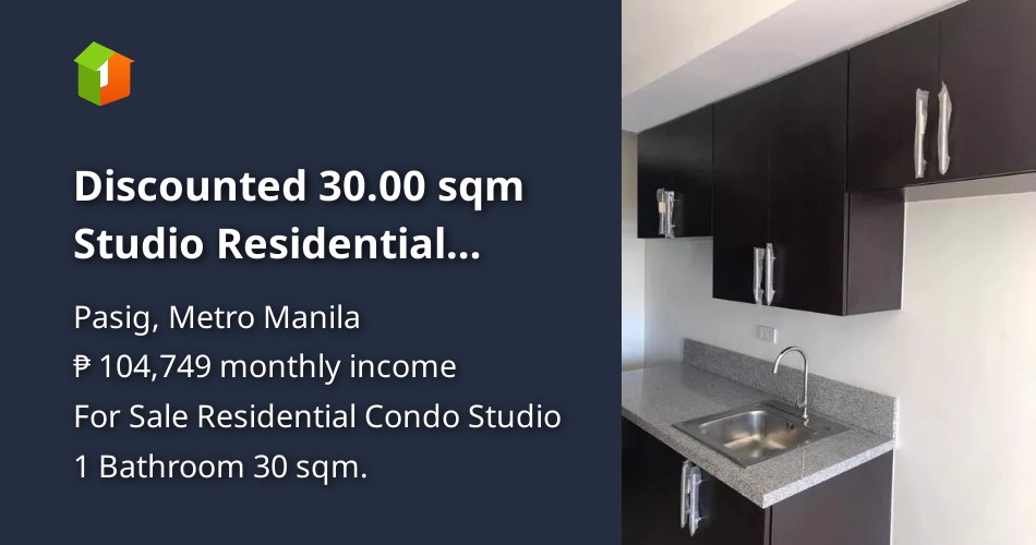 Discounted 30.00 sqm Studio Residential Condo Renttoown in Pasig