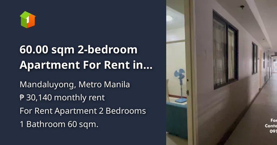 60.00 sqm 2bedroom Apartment For Rent in Mandaluyong Metro Manila