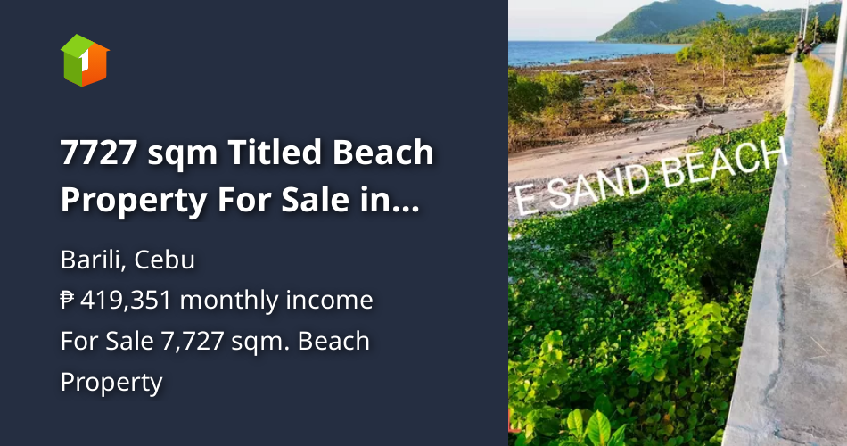 7727 sqm Titled Beach Property For Sale in Barili Cebu [Beach Property