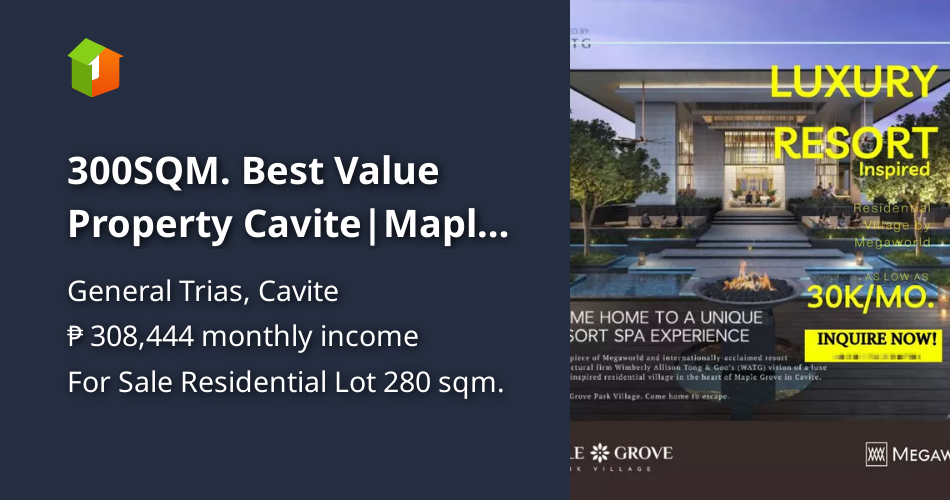 300SQM. Best Value Property CaviteMaple Grove Park Village Megaworld