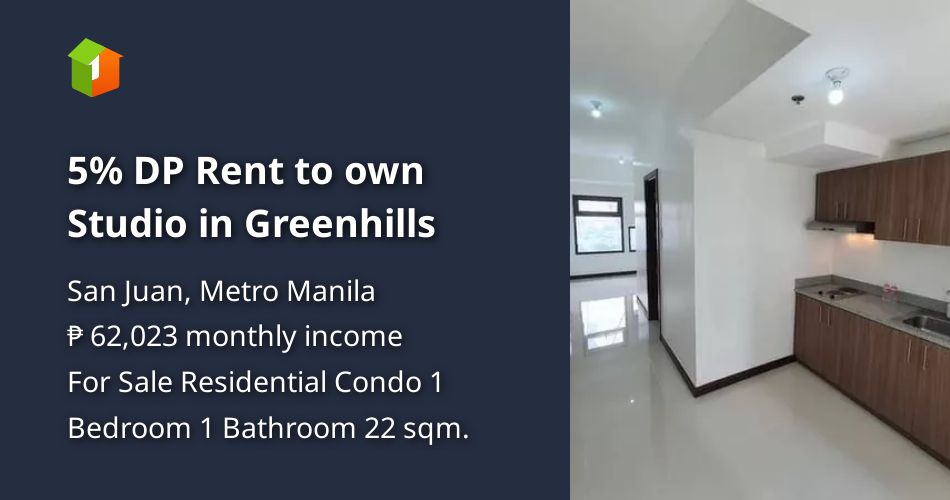 5 DP Rent to own Studio in Greenhills [Condo 🏙️] (December 2023) in San Juan, Metro Manila for sale