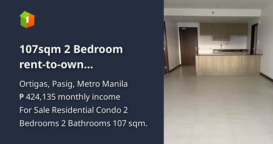 107sqm 2 Bedroom renttoown Condominium located in Pasig City [Condo 🏙
